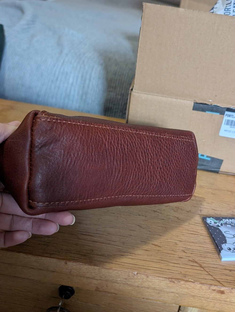 Portland Leather Nutmeg Small Naomi Pebbled Leather Shoulder Bag - Picture 3 of 4